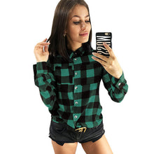 Load image into Gallery viewer, Plaid Blouse Shirt Women 2019