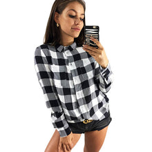 Load image into Gallery viewer, Plaid Blouse Shirt Women 2019