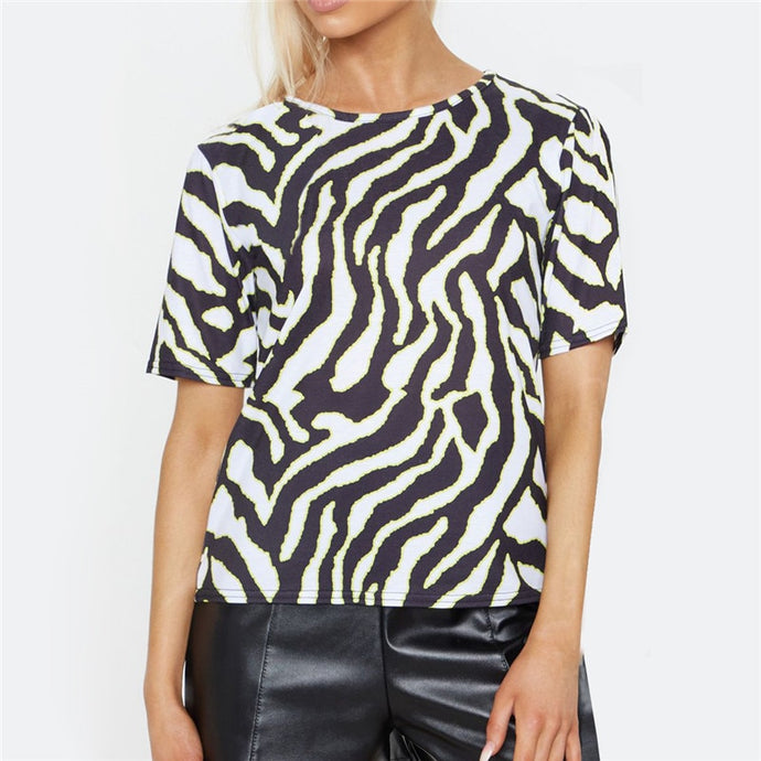 Women Summer T shirt 2019 Fashion Zebra Print Short Sleeve T-shirt