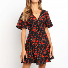 Load image into Gallery viewer, Summer Beach Dress Women 2019 Boho Floral Print Chiffon Mini Dress