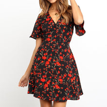 Load image into Gallery viewer, Summer Beach Dress Women 2019 Boho Floral Print Chiffon Mini Dress